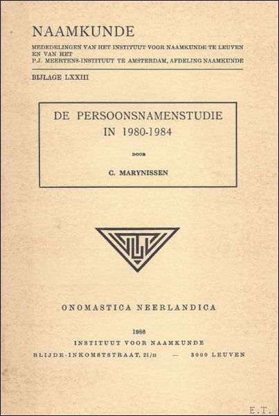 DE PERSOONSNAMENSTUDIE IN 1980 - 1984.