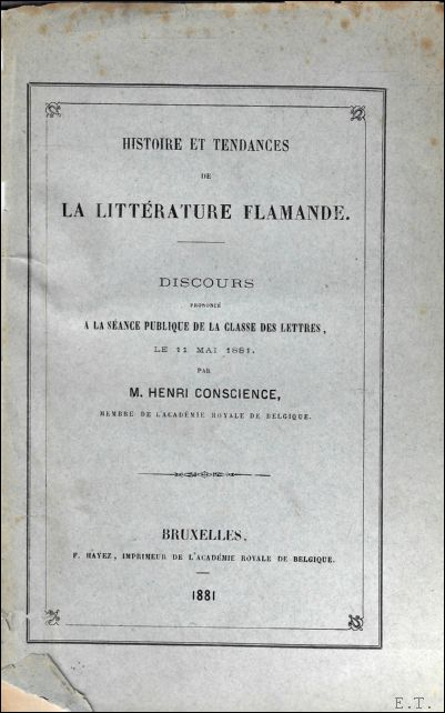 Histoire et tendances de la litt rature flamande, Discours sur …