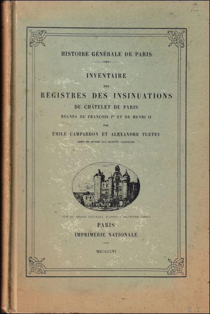 Histoire g n rale de Paris. Inventaire des registres des …
