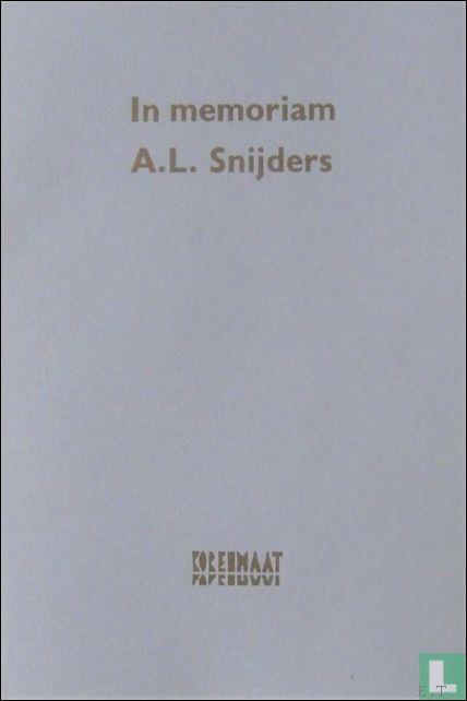 In memoriam A.L. Snijders