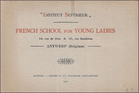 Institut Sup rieur', French school for young ladies, 13 rue …