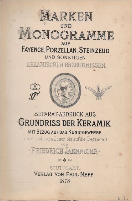 Marken und Monogramme auf Fayence, Porzellan, Steinzeug und sonstigen keramischen …