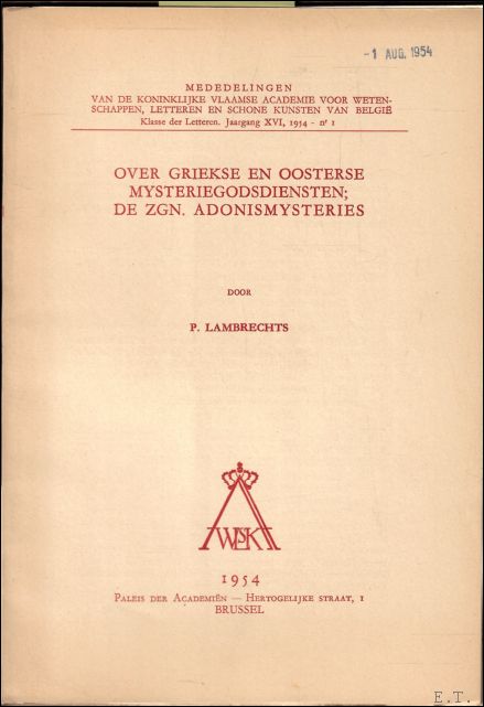 over griekse en oosterse mysteriegodsdiensten; de zgn. adonismysteries.