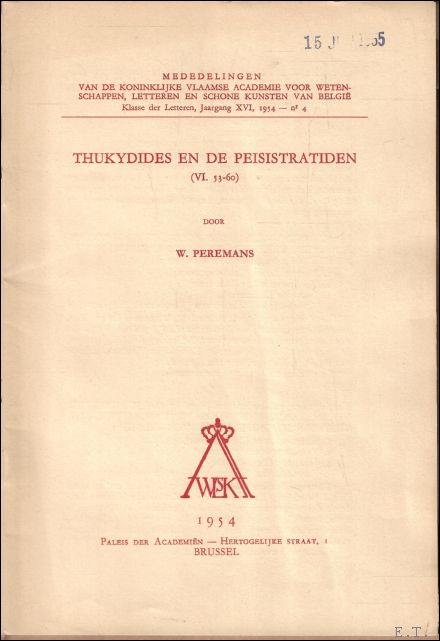 THUKYDIDES EN DE PEISISTRATIDEN ( VI. 53 - 60),