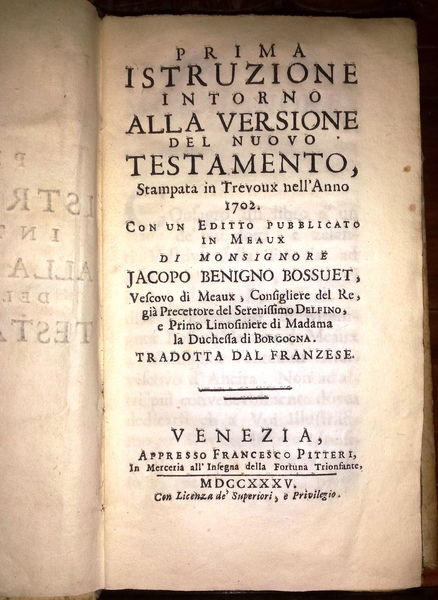 Prima istruzione intorno alla versione del Nuovo Testamento, stampata in …