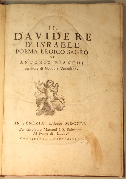 Il Davide re d'Israele poema eroico sagro di Antonio Bianchi …