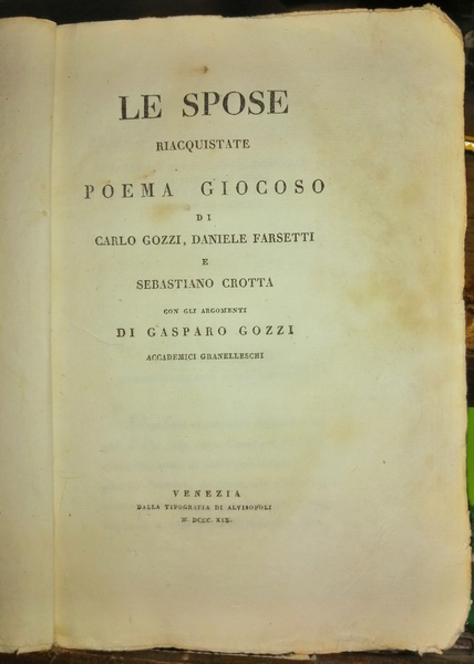 Le spose riacquistate poema giocoso