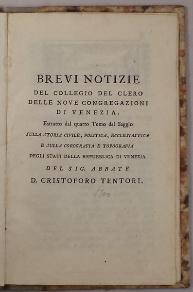 Brevi notizie del collegio del clero delle nove congragazioni di …