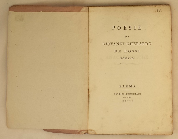 Poesie di Giovanni Gherardo De Rossi romano.