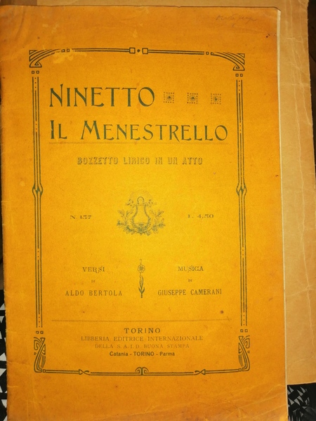 Ninetto il menestrello: bozzetto lirico in un atto: opera 157; …