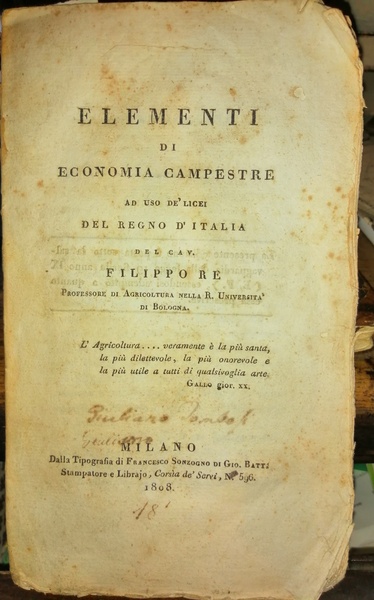 Elementi di economia campestre ad uso de' licei del Regno …