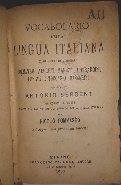 Vocabolario della lingua italiana compilato sui dizionari Tramater, D'Alberti, Manuzzi, …