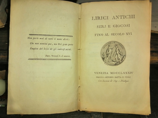 Lirici antichi serj e giocosi fino al secolo XVI