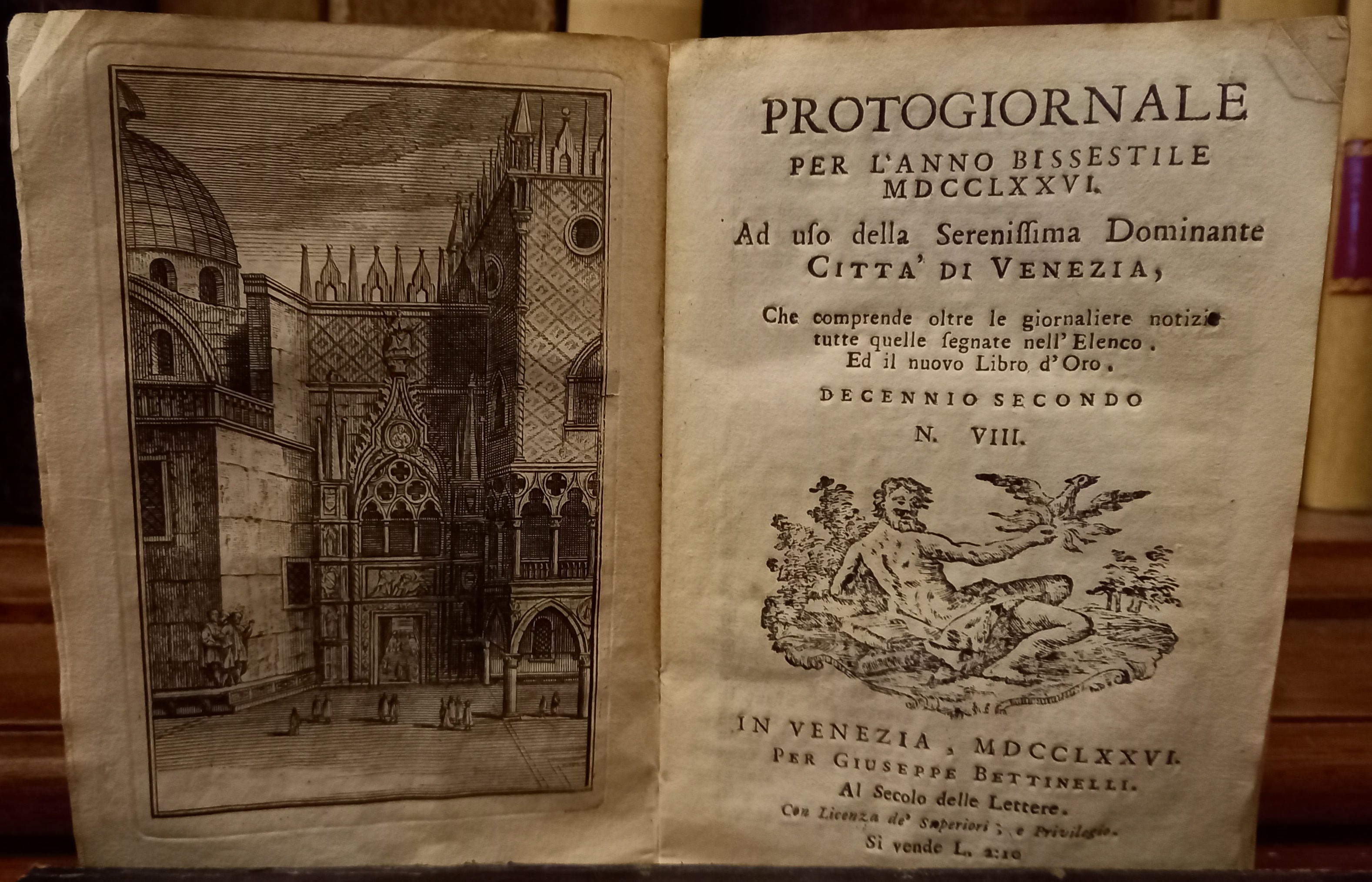 Protogiornale per l'anno MDCCLXXVI ad uso della Serenissima Dominante Città …