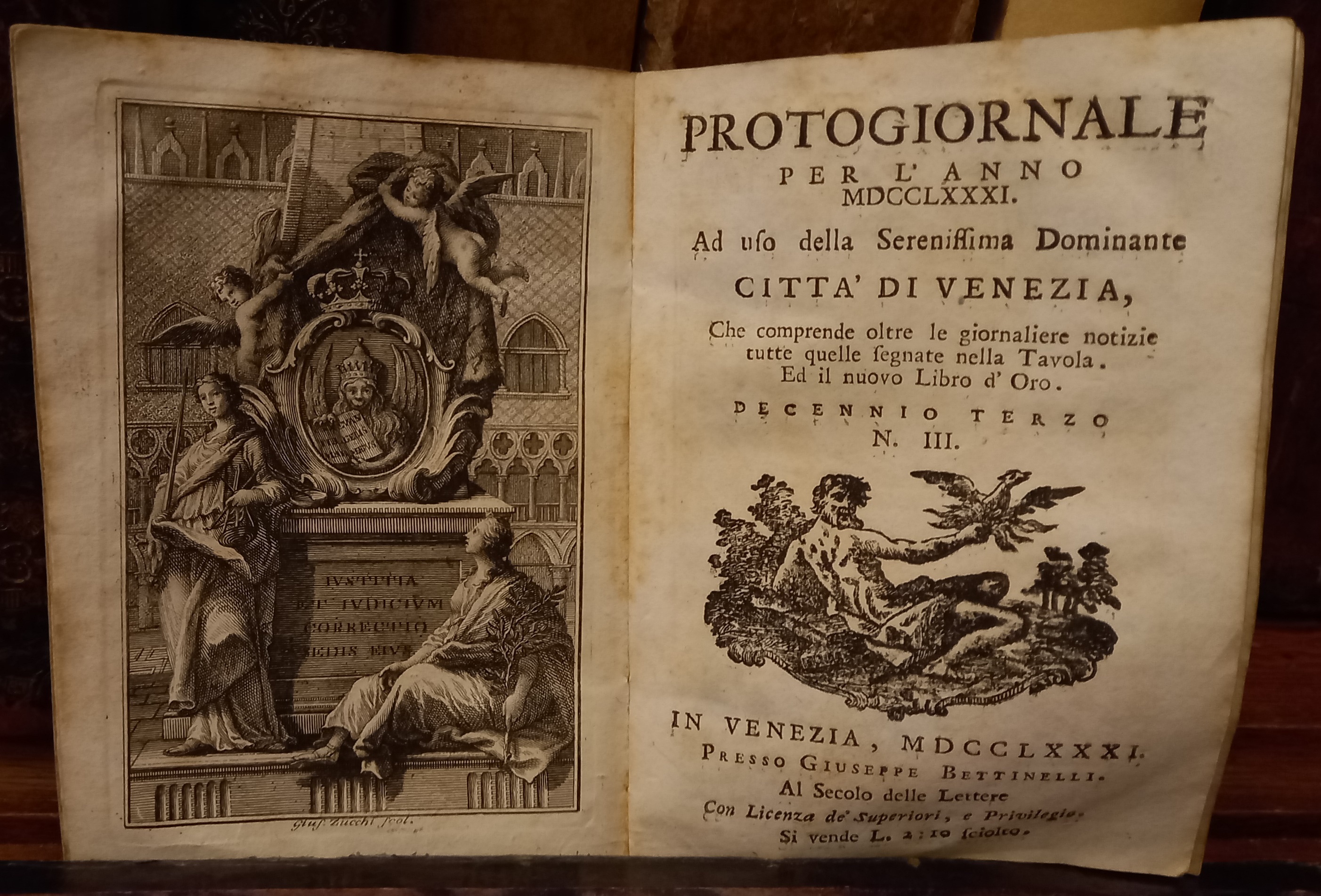 Protogiornale per l'anno MDCCLXXXI ad uso della Serenissima Dominante Città …