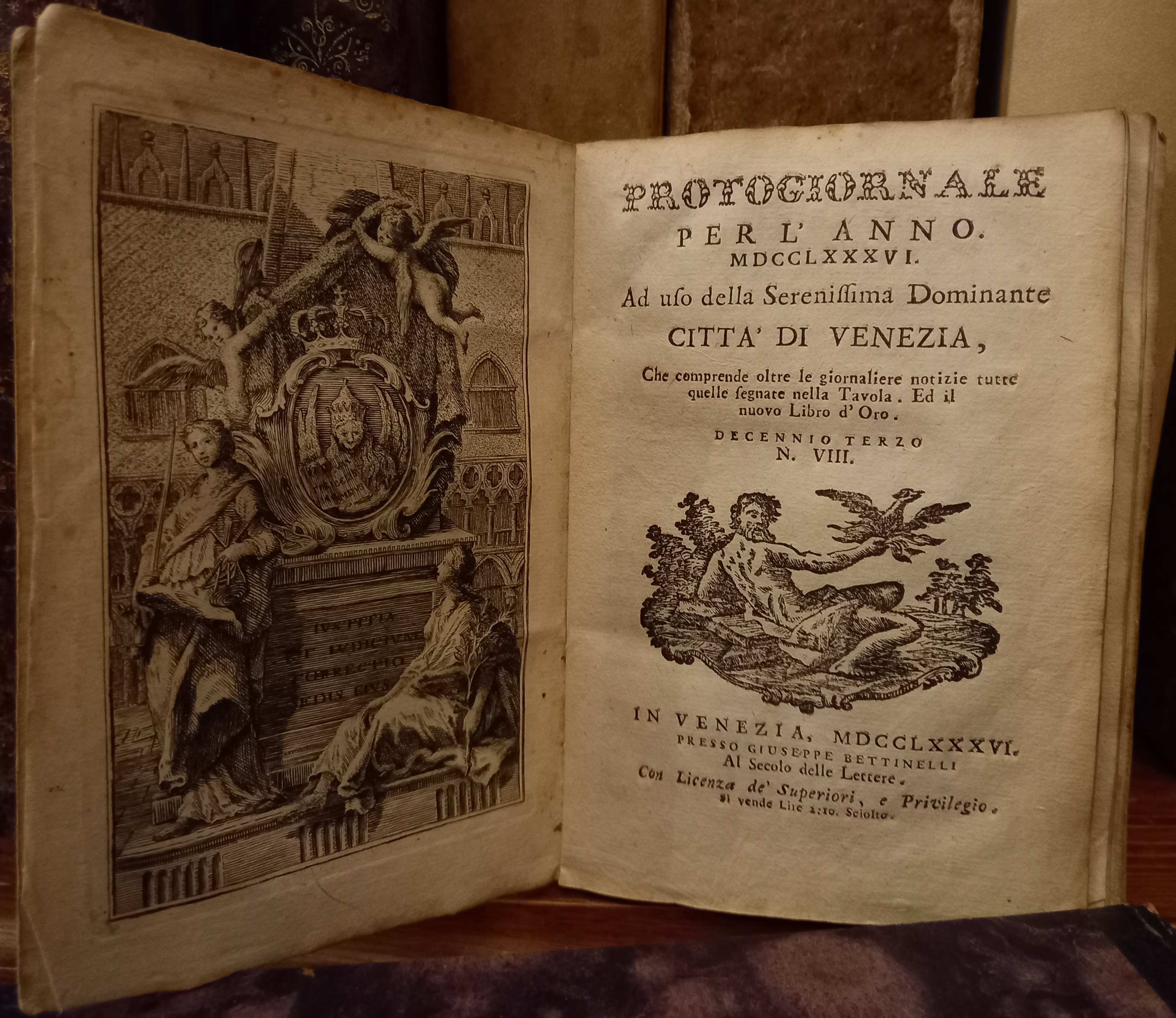 Protogiornale per l'anno MDCCLXXXVI ad uso della Serenissima Dominante Città …