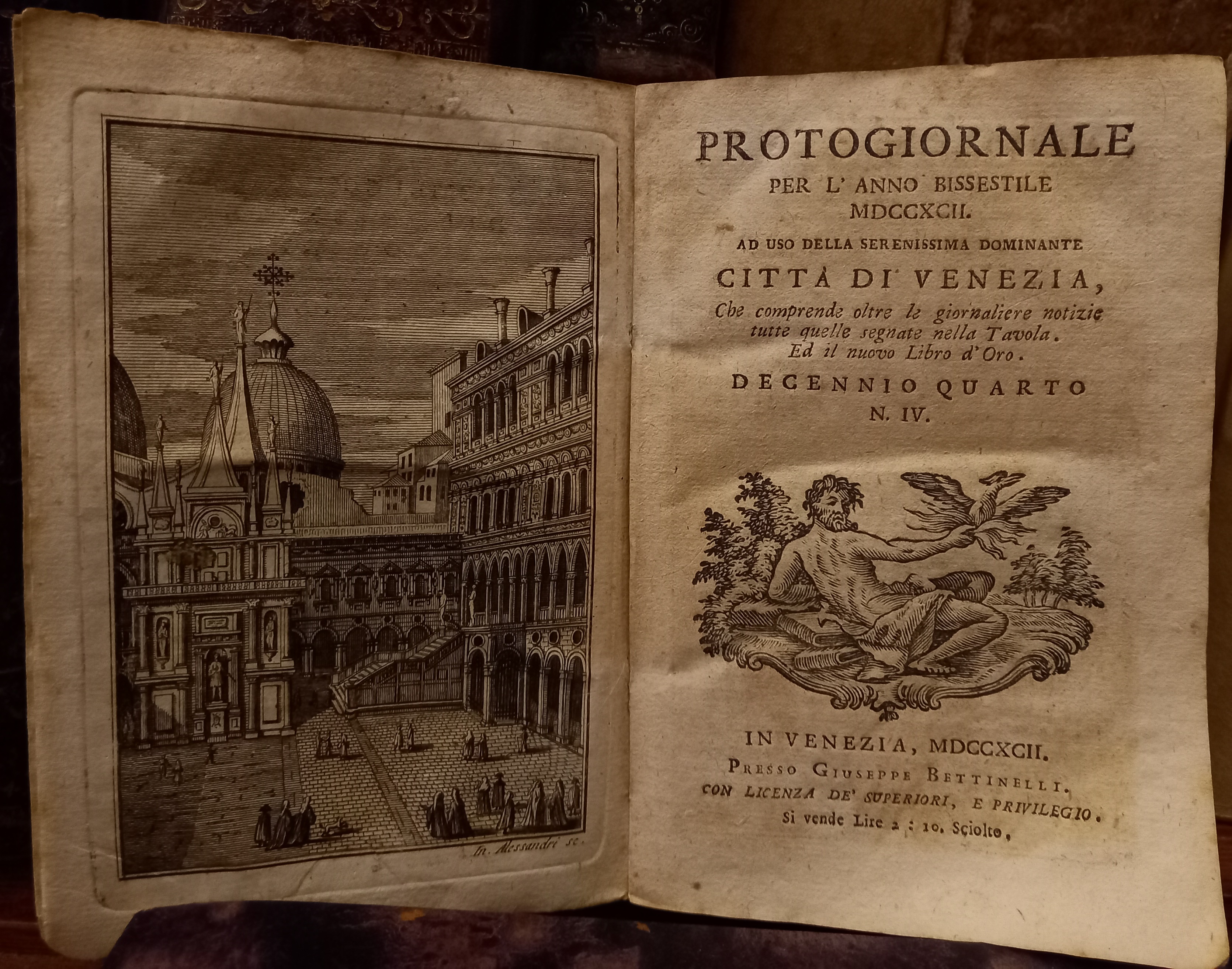 Protogiornale per l'anno MDCCXCII ad uso della Serenissima Dominante Città …