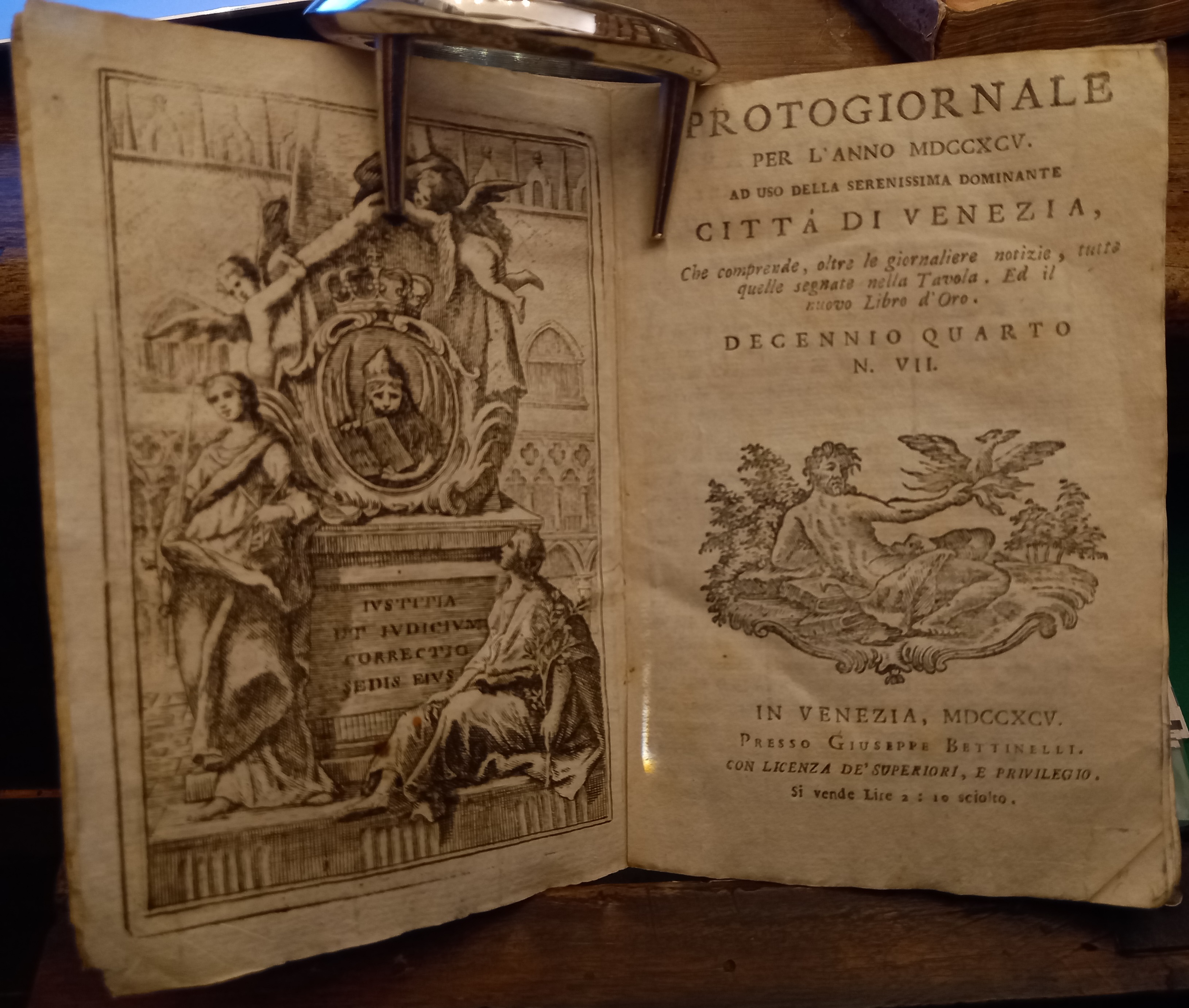 Protogiornale per l'anno MDCCXCV ad uso della Serenissima Dominante Città …