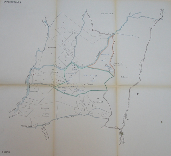 Fogli di mappa di località Capocorsonna in Comune di Barga.