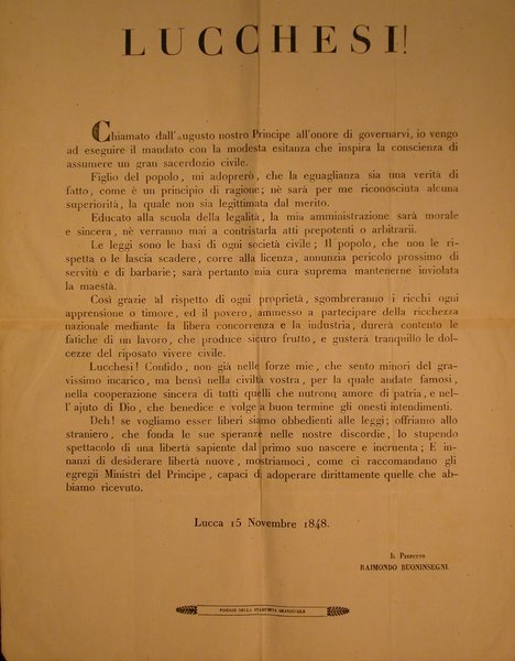 LUCCHESI! Bando originale promulgato in occasione dell'insediamento nella Città di …