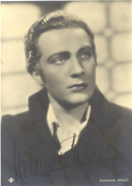 Fototipia con firma autografa dell'attore Rossano Brazzi (Bologna, 1916-1994).