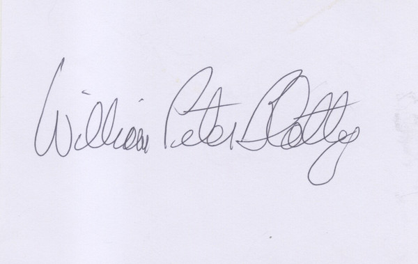 Biglietto con firma autografa del scrittore americano William Peter Blatty …