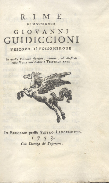 RIME DI MONSIGNOR GIOVANNI GUIDICCIONI VESCOVO DI FOSSOMBRONE. In questa …