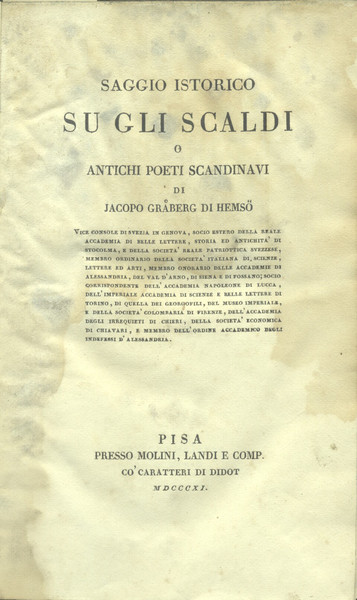 SAGGIO ISTORICO SUGLI SCALDI O ANTICHI POETI SCANDINAVI.