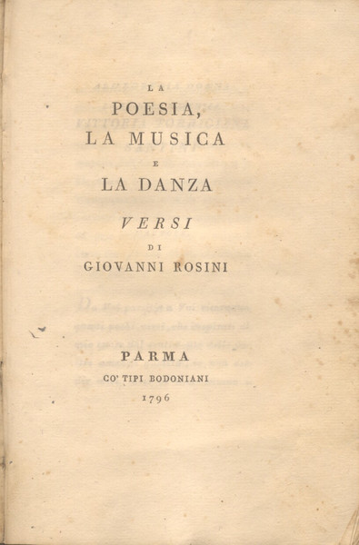 LA POESIA, LA MUSICA E LA DANZA. Versi.