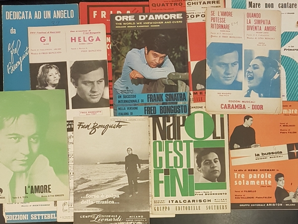 Lotto di 14 spartiti di canzoni di Fred Bongusto. 1961-1973.