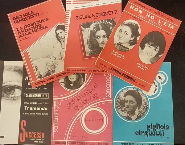 Lotto di 7 spartiti di canzoni di Gigliola Cinquetti. 1964-1973.