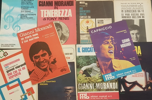 Lotto di 14 spartiti di canzoni di Gianni Morandi. 1960-1983.