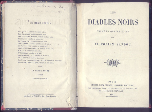 LES DIABLES NOIRS. Drame en quatre actes, présénté pour la …