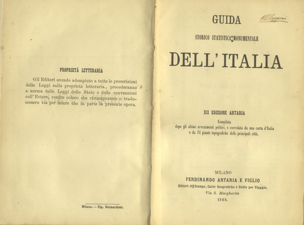 GUIDA STORICO, STATISTICA, MONUMENTALE DELL'ITALIA.