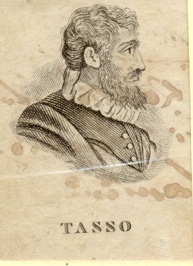 Incisione raffigurante il poeta Torquato Tasso (Sorrento, 1544-1595).