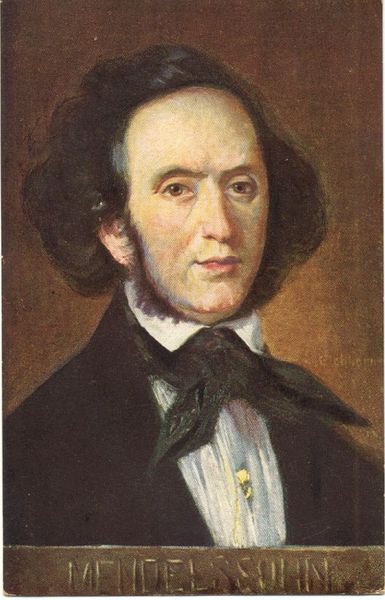 Cartolina postale illustrata raffigurante il musicista Felix Mendelssohn Bartholdy a …