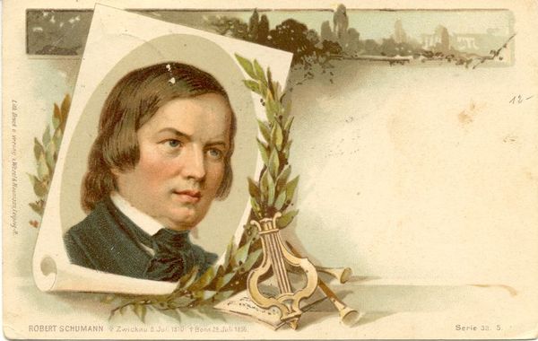 Cartolina postale illustrata raffigurante il musicista Robert Schumann. N°32-5. 1920 …
