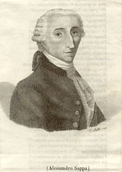 Incisione raffigurante Alessandro Sappa, letterato (Alessandria 1717-1783).