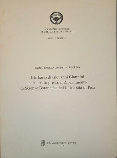 L'ERBARIO DI GIOVANNI GIOVANNINI CONSERVATO PRESSO IL DIPARTIMENTO DI SCIENZE …