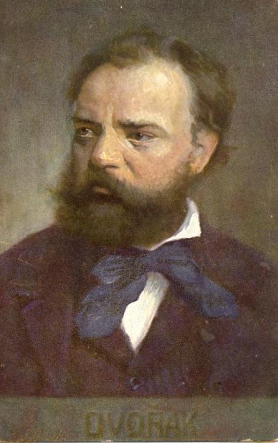 Cartolina postale illustrata raffigurante il musicista Antonin Dvorak a mezzobusto. …