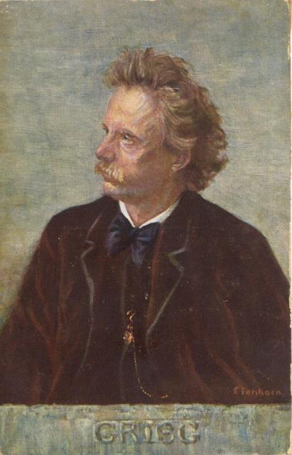 Cartolina postale illustrata raffigurante il musicista Edvard Hagerup Grieg a …