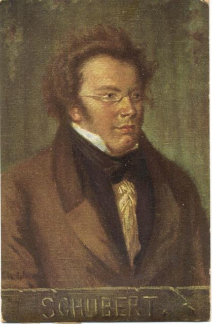 Cartolina postale illustrata raffigurante il musicista Franz Peter Schubert a …