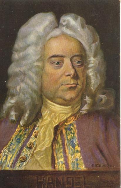 Cartolina postale illustrata raffigurante il musicista Georg Friedrich Händel a …