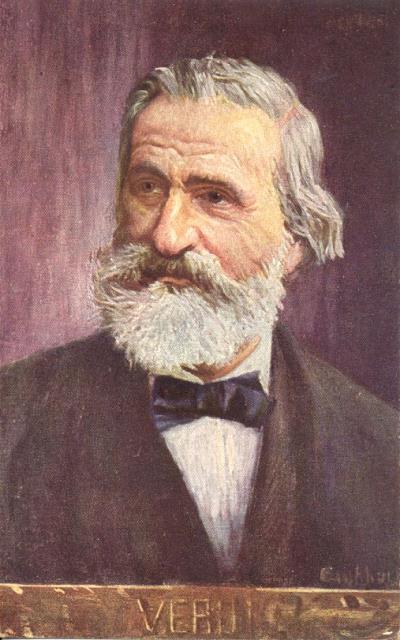 Cartolina postale illustrata raffigurante il musicista Giuseppe Verdi a mezzobusto. …