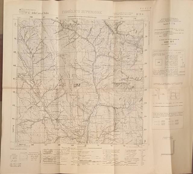 COMELICO SUPERIORE. Carta dell'Istituto Geografico Militare aggiornata al 1938.