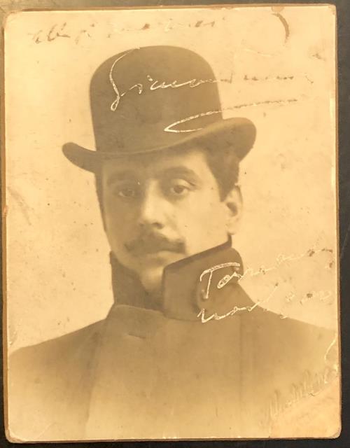 Fotografia originale con firma autografa del musicista Giacomo Puccini dedicata …