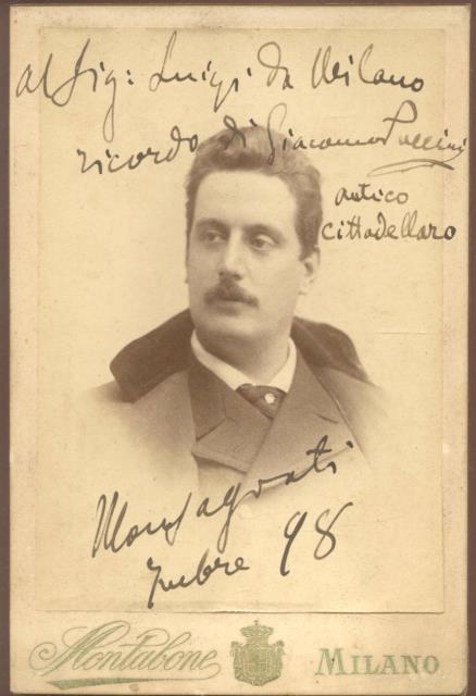 Fotografia originale raffigurante il musicista Giacomo Puccini, con bella dedica …