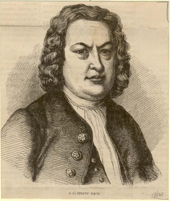 Incisione originale raffigurante il musicista Johann Sebastian Bach.