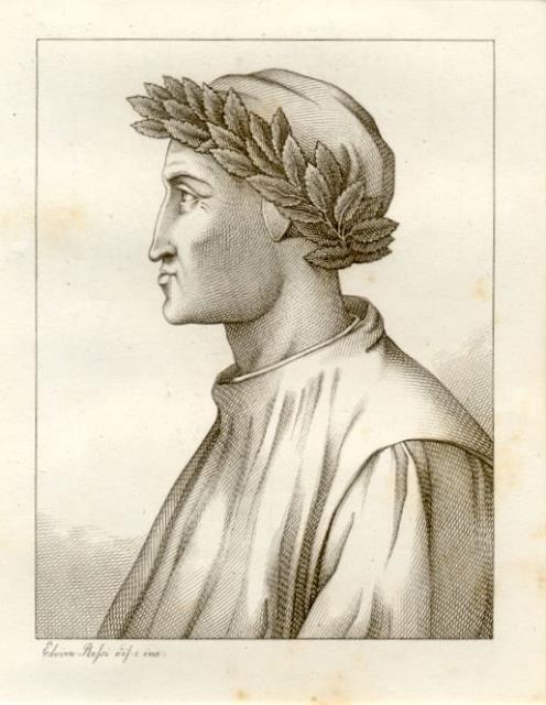 Incisione raffigurante Dante Alighieri (Firenze, 1265-1321).