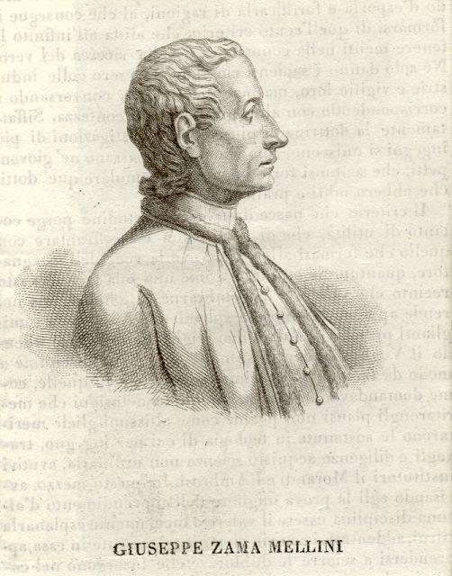 Incisione raffigurante il letterato Giuseppe Zama Mellini (Bologna 1788-1826).